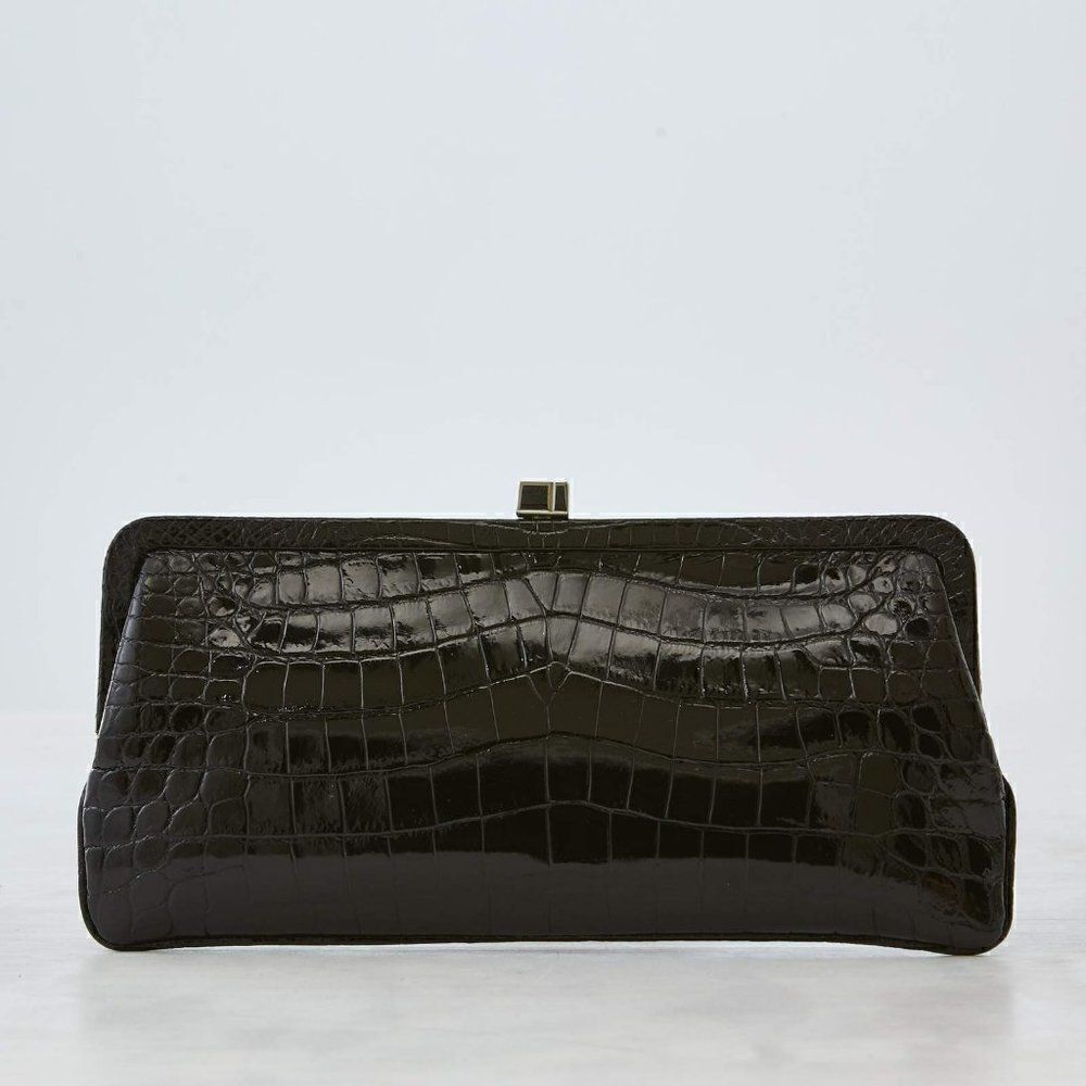 Lambertson Truex Crocodile Clutch - Black